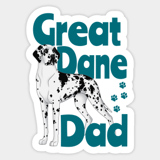 Harlequin Great Dane Dad, Original Digital Illustration, The Perfect Gift For Dad! Sticker